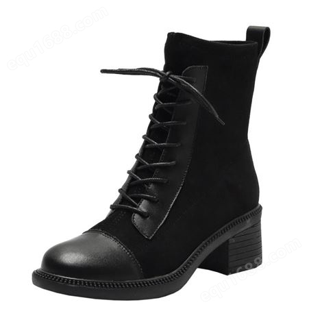 马丁靴女鞋子2023年新款英伦风秋冬季短靴系带单靴女中跟切尔西靴
